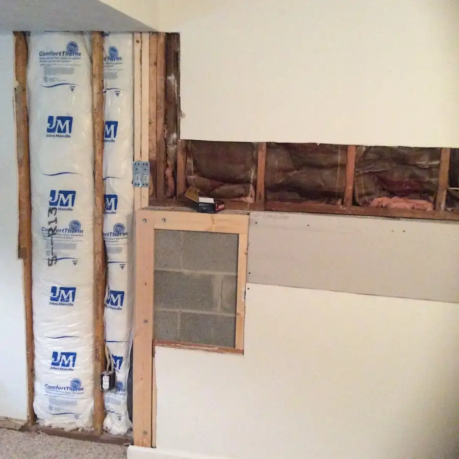Wall insulation replacement during Basement Flood Cleanup in Angleton